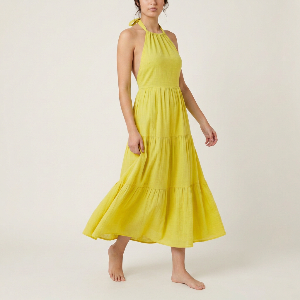 Turquoise Halter Neck Summer Sundress