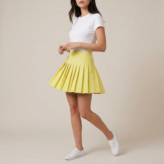 Aqua Blue Pleated Mini Skirt