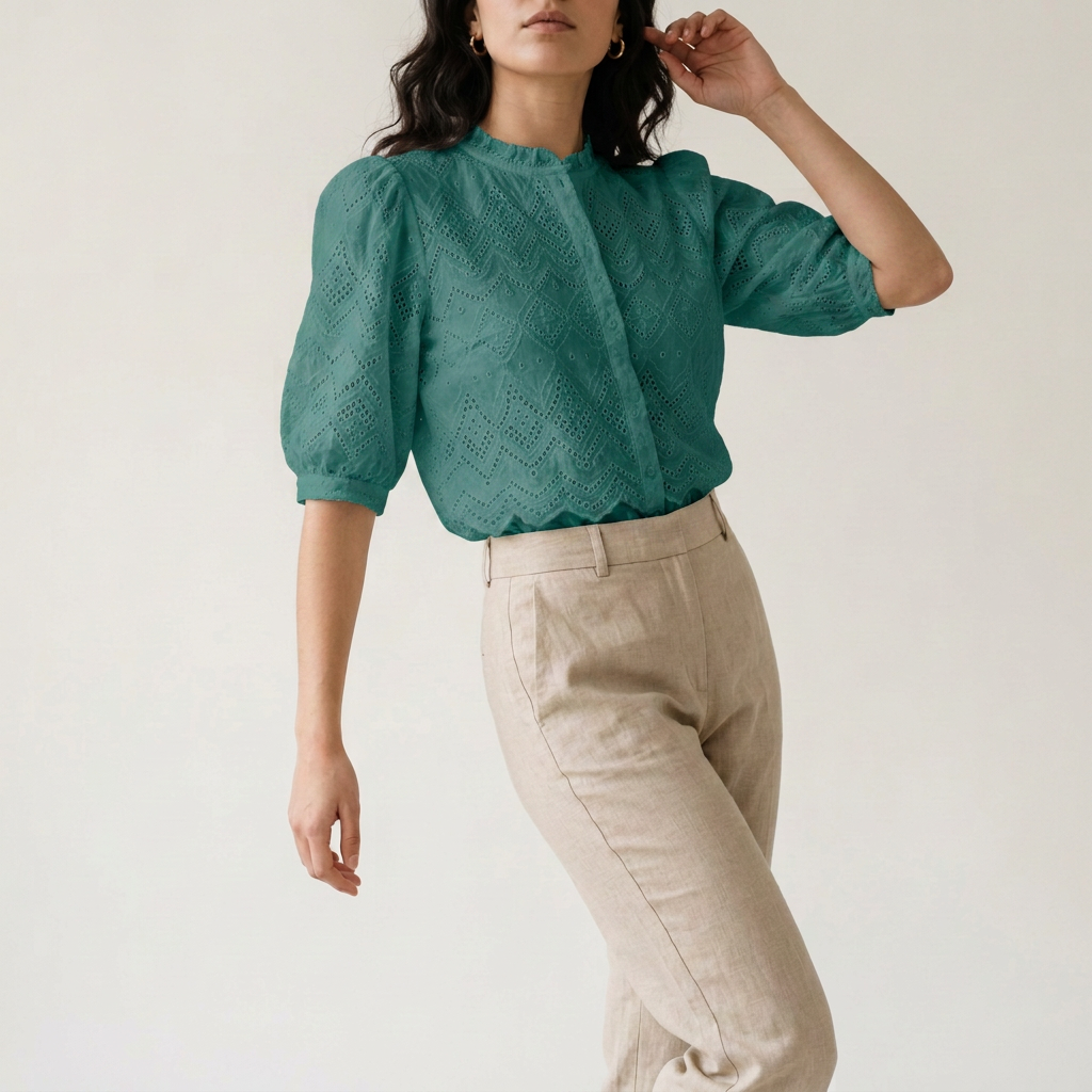 Crisp White Eyelet Cotton Blouse