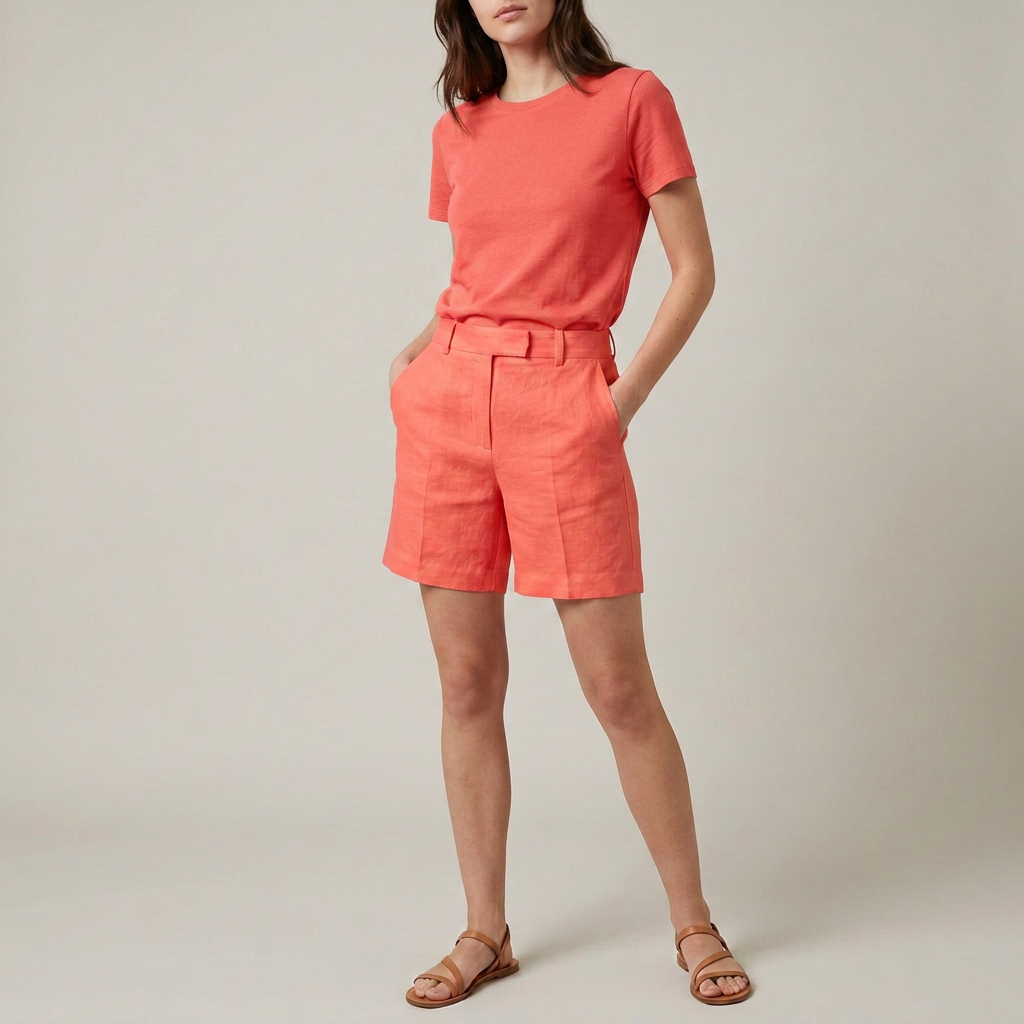 Crisp White Linen Tailored Shorts