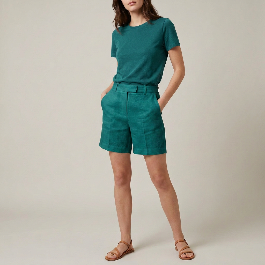 Crisp White Linen Tailored Shorts
