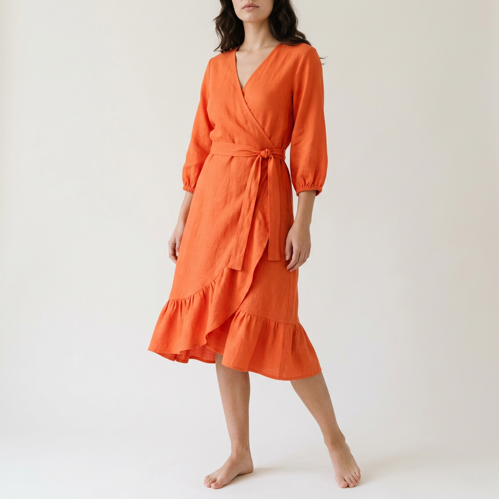 Sunset Orange Wrap Beach Dress