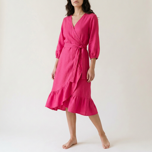 Sunset Orange Wrap Beach Dress